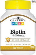 21st Century Biotin 10000 mcg 120 Tablets (Pack of 3)