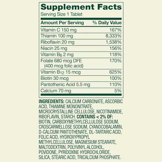 Spring Valley Super Vitamin B-Complex Dietary Supplement Tablets for Metabolism Support 500 Tablets + Dipaze Gift (Container)