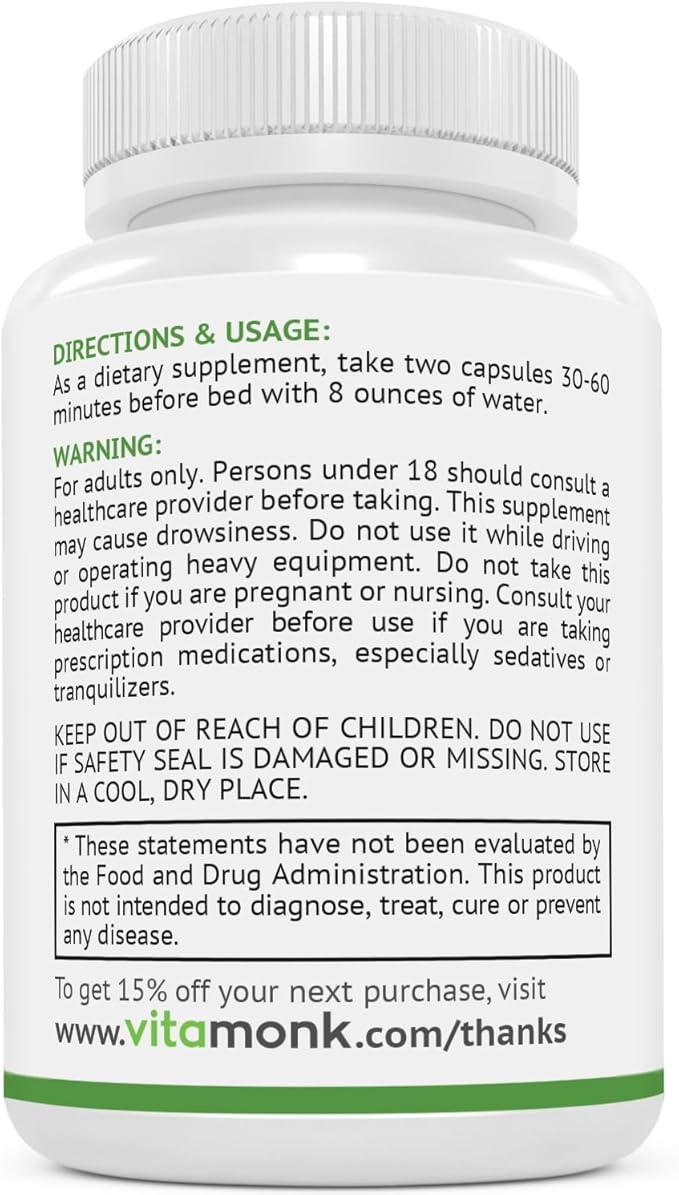 VitaMonk Sleep Blend and L-Theanine: Melatonin Free Sleep Aid &amp Relaxation Bundle