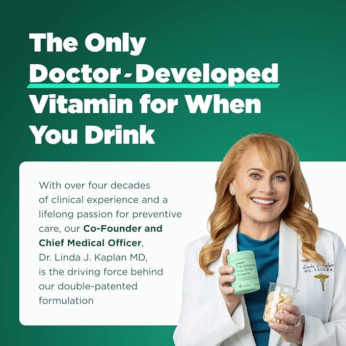H-PROOF The Anytime You Drink Vitamin Liver Health &amp Immunity Support with Electrolytes Milk Thistle and Vitamins B &amp C - 40 Chewable Tablets (20 Servings) Vegan Lemonade