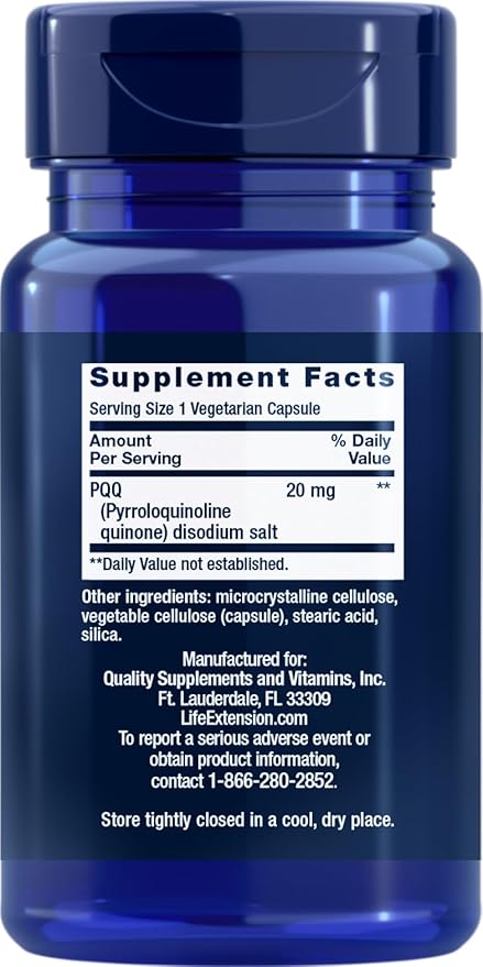 Life Extension PQQ (Pyrroloquinoline Quinone) 20 mg 60 Vegetarian Capsules