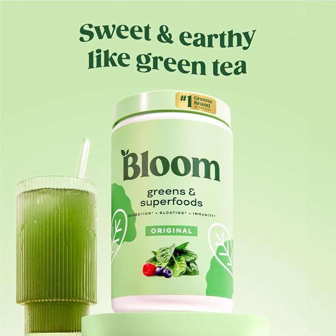 Bloom Nutrition Superfood Greens Powder Digestive Enzymes with Probiotics and Prebiotics Gut Health Bloating Relief for Women Chlorella Green Juice Mix with Beet Root Powder 60 SVG Original