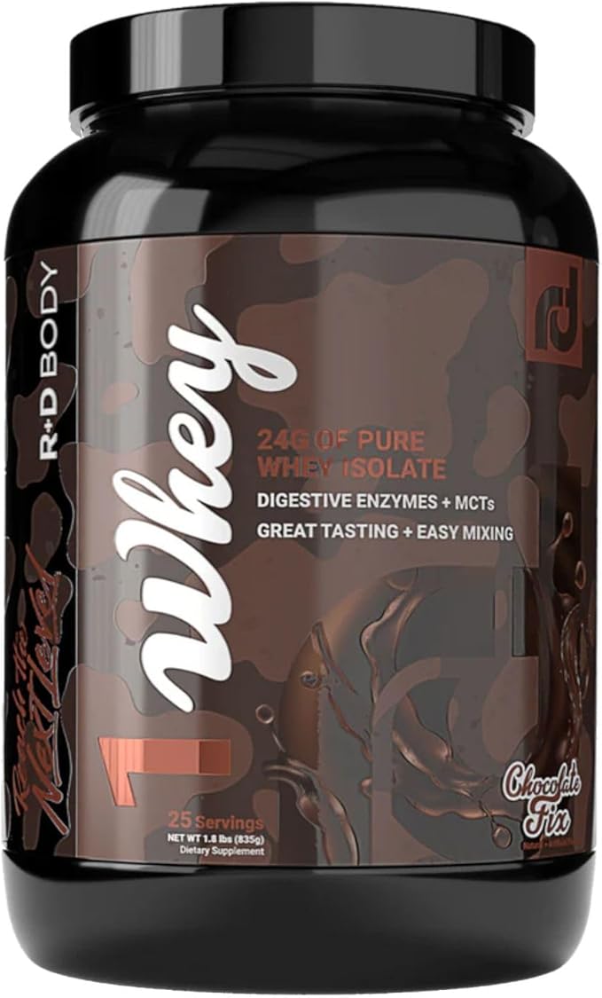 Whey Isolate Protein Powder Chocolate Fix 1 Whey – 24g Whey Isolate Protein per Scoop with Digestive Enzymes Plus MCTs - Low Carb Low Lactose Gluten Free - 25 Servings