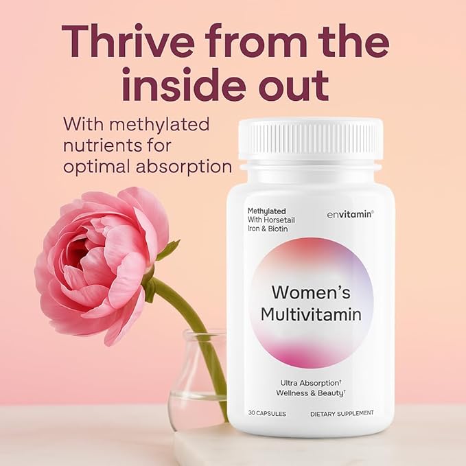Womens Methylated Multivitamin Multimineral Horsetail Iron Biotin Complex with L Methylfolate for Ultra Absorption