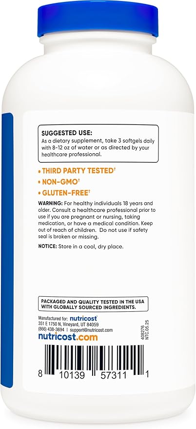 Nutricost CLA (Conjugated Linoleic Acid) 2400mg 240 Softgels - Gluten Free Non-GMO 800mg Per Softgel (3 Bottles)