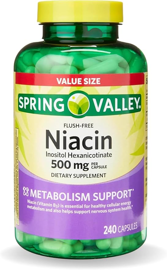Vitamin B3 Niacin 500mg Flush Free Capsules Dietary Supplement 240 Pills (Pack of 1)