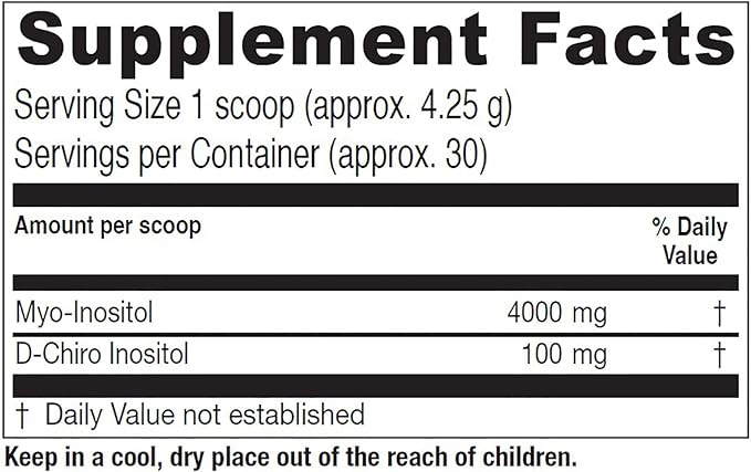 Vitanica Optinositol Dr Formulated Myo-Inositol &amp D-Chiro Inositol Powder 4100 mg 30 Day Supply Ovulation and Fertility Support Supplement for Women Gluten Free Non-GMO Vegan 4.4 Ounce