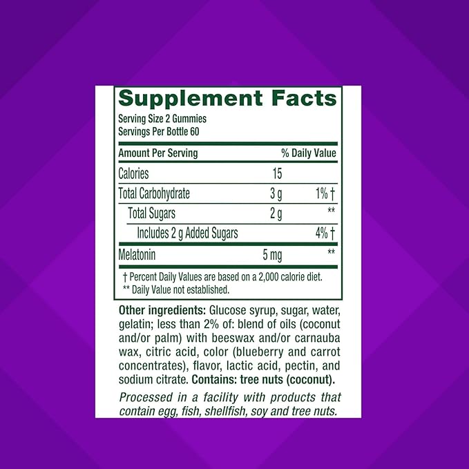 Vitafusion Extra Strength Melatonin BlackBerry 5mg 120 Count (Pack of 2)