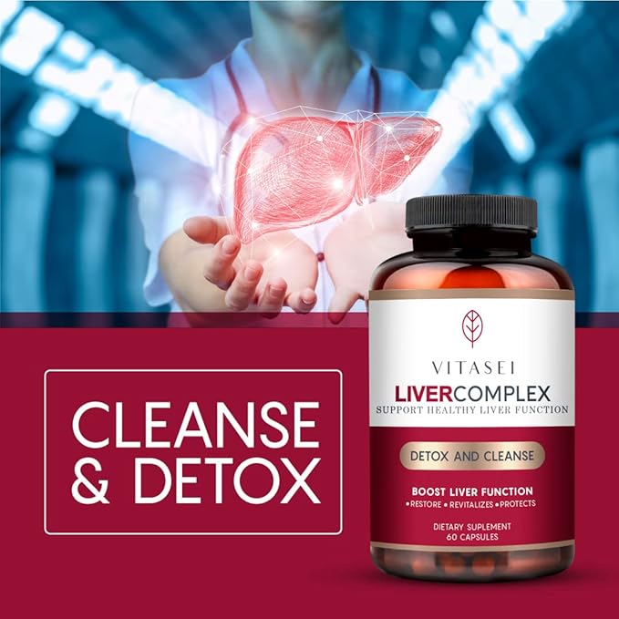 VITASEI Liver Cleanse Detox &amp Repair Liver Complex W/Milk Thistle Extract Garcinia Curcumin C3 Support Herbal Dietary Supplement Detox Formula for Women &amp Men 60 Capsule (Pack of 2)