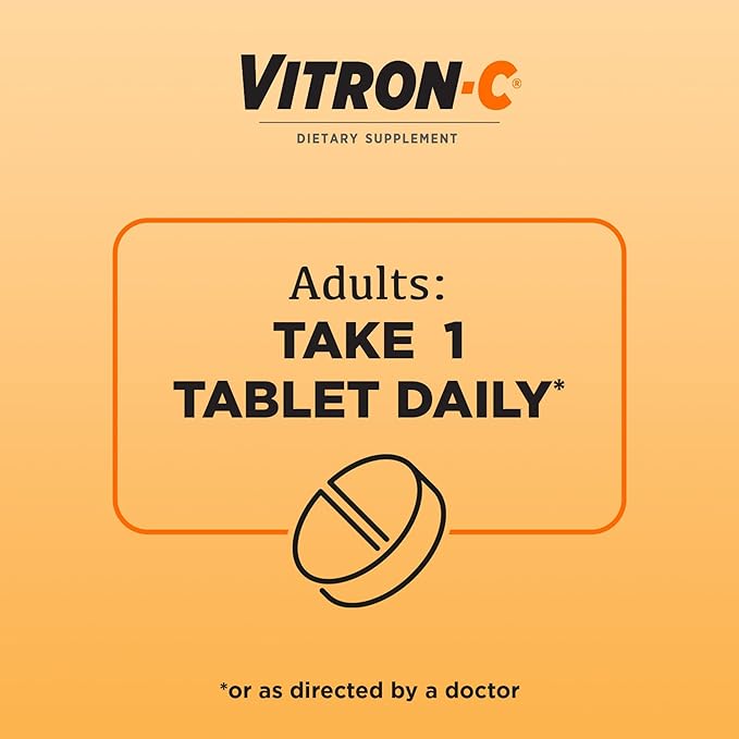 Vitron-C Iron Supplement Once Daily High Potency Iron Plus Vitamin C Support Red Blood Cell Production Dye Free Tablets 60 Count 2 Pack