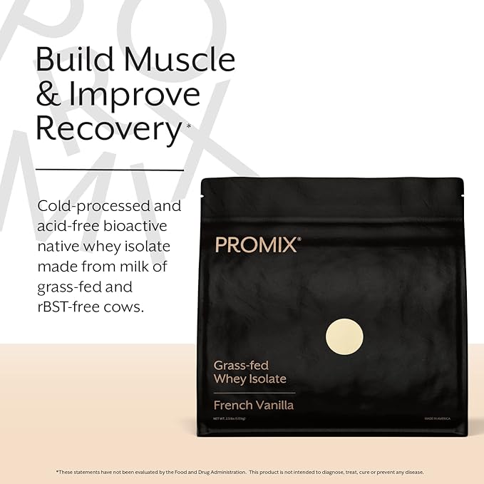ProMix Nutrition Whey Protein Isolate Powder - Grass-Fed - ­Post Workout Fitness &amp Nutrition Shakes Smoothies Baking &amp Cooking Recipes - Gluten-Free &amp Keto-Friendly - Vanilla - 5 Pound (