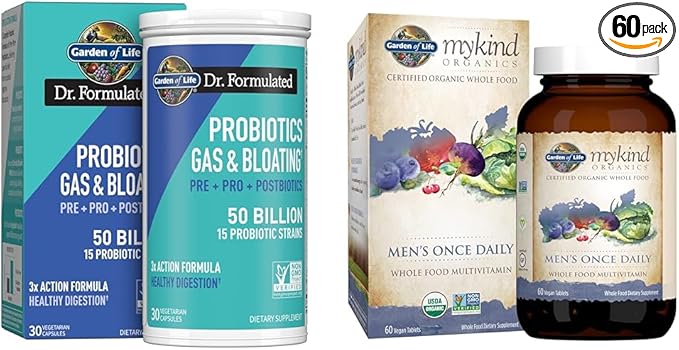 Garden of Life Dr Formulated Once Daily 3-in-1 Complete Prebiotics Postbiotics &amp Probiotics &amp Organics Multivitamin for Men - Men's Once Daily Whole Food Vitamin Supplement Tablet