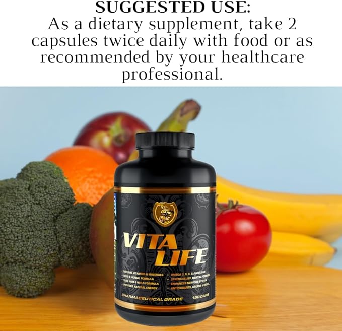 RSN | Vita Life | Complete Multivitamin &amp Mineral + COQ-10 | EFA | Veggies &amp Herbs Blend | 150 Capsules