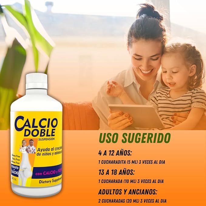 Calcio Doble con Calcio y Fósforo para Niños y Jóvenes 11.5 fl oz