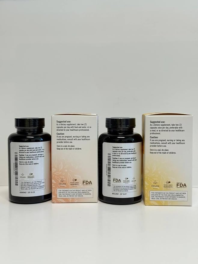 HERBAMAMA Ashwagandha and Mullein Kit - Bundle of 1500 mg Ashwagandha Root &amp 1200 mg Mullein Leaf Capsules 100 Caps - Vegan Non-GMO Sugar &amp Alcohol-Free - 2 Pack