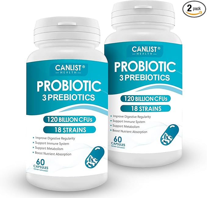 Probiotics 120 Billion CFUs 18 Strains 3 Prebiotics &amp Digestive Enzymes for Men WomenDigestive &amp Immune SupportShelf Stable Non-GMO 120 Capsules