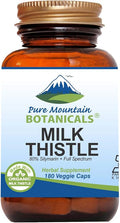Pure Mountain Botanicals High Potency Milk Thistle -180 Kosher Vegan Capsules with 450mg Organic Milk Thistle Seed and Extract