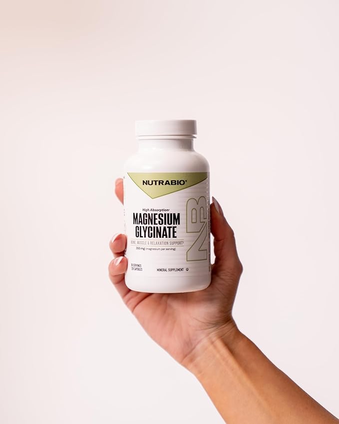 NutraBio Magnesium Glycinate - Pure Magnesium Sleep Supplement Supports Relaxation Heart Health Nerves Muscles and Metabolism - 350 mg - 120 Capsules