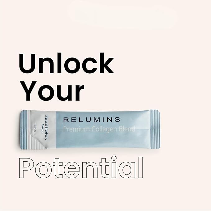 Relumins Premium Collagen &amp Gluta-1000 Bundle - 10 Sachets of Marine Collagen (Blueberry Flavor) + 60 Vegetarian Capsules - Supports Skin Health &amp Wellness