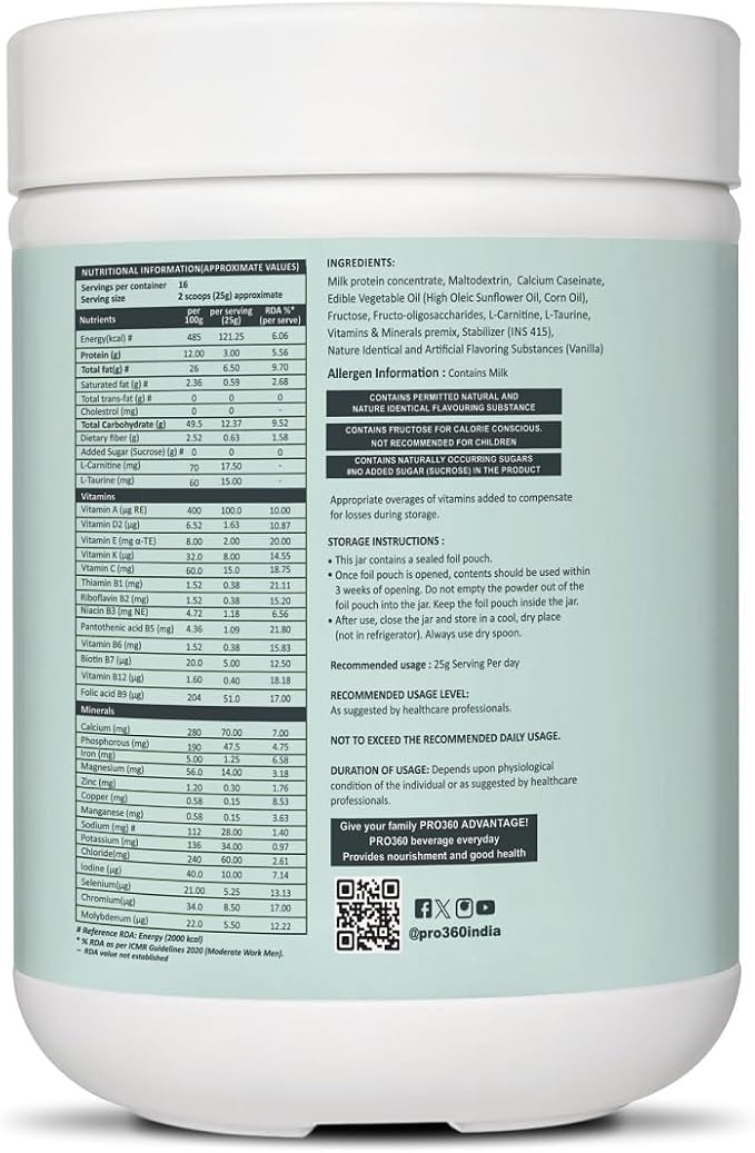 Powder Van.illa Flavour – 400g Low Protein Nutrition Supplement for Kidney Health (Non-Dialysis) – Vanilla Protein Powder Enriched with L-Taurine L-Carnitine &amp Essential Nutrients