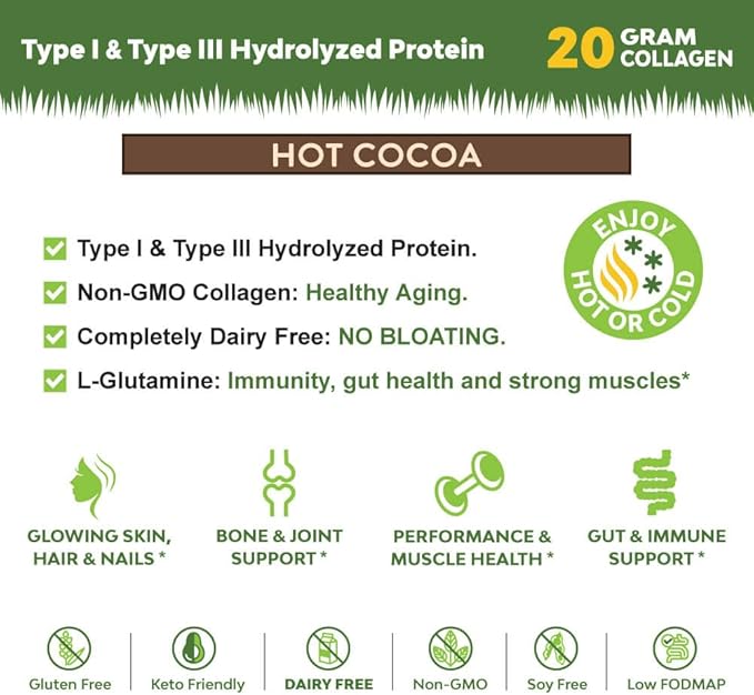 MariGold Hot Cocoa and Strawberry Sundae Collagen Bundle Grass-fed Type I &amp III Collagen Peptides