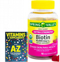 Spring Valley Biotin 10000mcg Vegetarian Gummy Supplement 90ct +Better Guide Vitamins Supplements