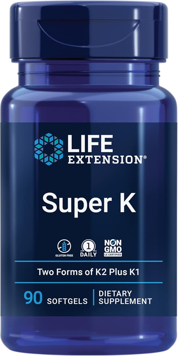 Life Extension Super K Vitamin K1 Vitamin K2 mk-7 Vitamin K2 mk-4 &amp N-Acetyl-L-Cysteine (NAC) Immune Respiratory