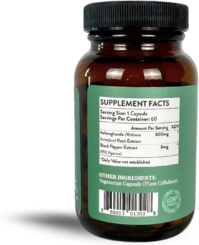 Ashwagandha with Piperine | 60 Capsules | Supports Brain Function Energy &amp Immune Function | Helps Encourage a Sense of Restfulness