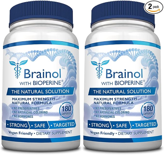 Brainol - The Smartest Choice For A Brain Boosting Nootropic - Enhance Mental Performance Focus and Clarity - With DMAE Huperzine A BioPerine - Vegan-Friendly - 360 Capsules - 6 Month Supply