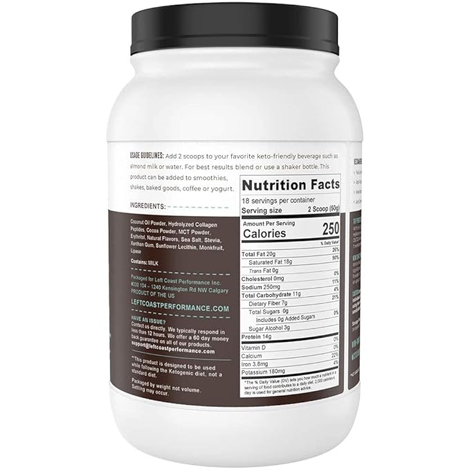Keto Meal Replacement Shakes Chocolate 2lbs Low Carb Keto Protein Shake Mix MCT Powder Grass Fed Hydrolyzed Collagen Peptides Keto Breakfast Shake 20g Fat 14g Protein 1 Net Carb Zero Sugar