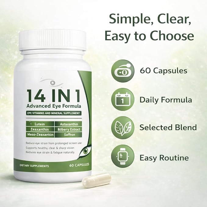 evervision 14-in-1 Advanced Eye Formula- Eye Vitamin Zeaxanthin Zinc &amp Bilberry Extract – Vision &amp Focus Support (1)
