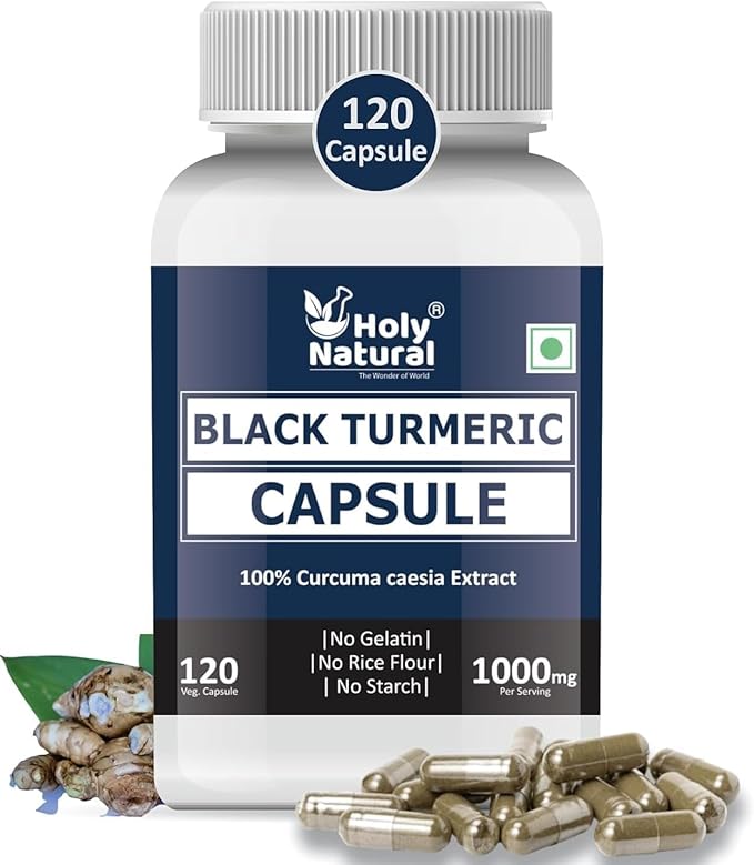 Black Turmeric Capsules - 120 Capsules | 100% Potent Black Turmeric Powder Use | 500 mg Per Capsules | 100% Pure and Natural Capsules