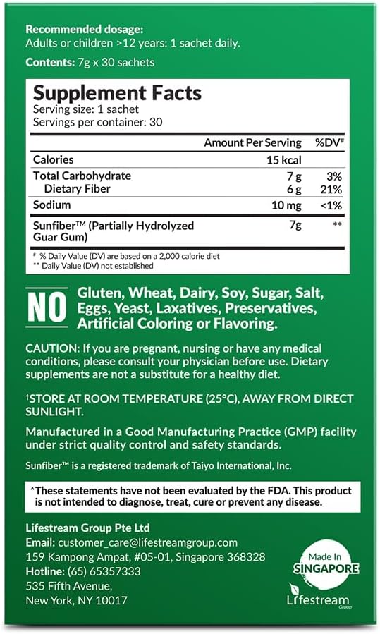 LABO Nutrition Bioactive Organic Fiber – Sunfiber PHGG Soluble Prebiotic Fiber for Digestive Regularity &amp Gut Health – Partially Hydrolyzed Guar Gum Low FODMAP Unflavored Vegan Non-GMO 30 Sac