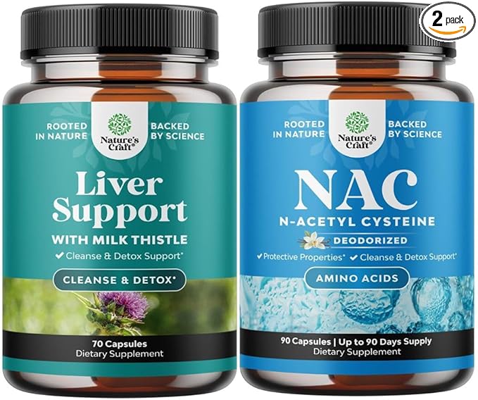 Bundle of Liver Cleanse Detox &amp Repair - Milk Thistle for Digestion &amp Immune Health - Ginger Root Choline Dandelion Root and NAC Supplement N-Acetyl Cysteine 600mg- High Absorption NAC 600 mg