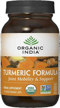 Organic India Turmeric Curcumin Herbal Supplement - Joint Mobility &amp Support Immune System Support Healthy Inflammatory Response Whole Root Supplement Organic Trikatu - 90 Capsules