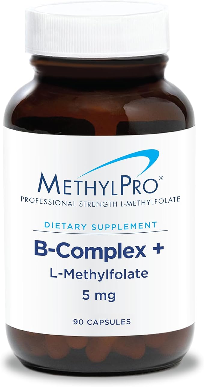 MethylPro B Complex + L-Methylfolate 5 mg - Bioavailable Methylated Vitamin Blend - Supports Energy and Stress - Vegetarian &amp Hypoallergenic - 90 Servings - 90 Capsules