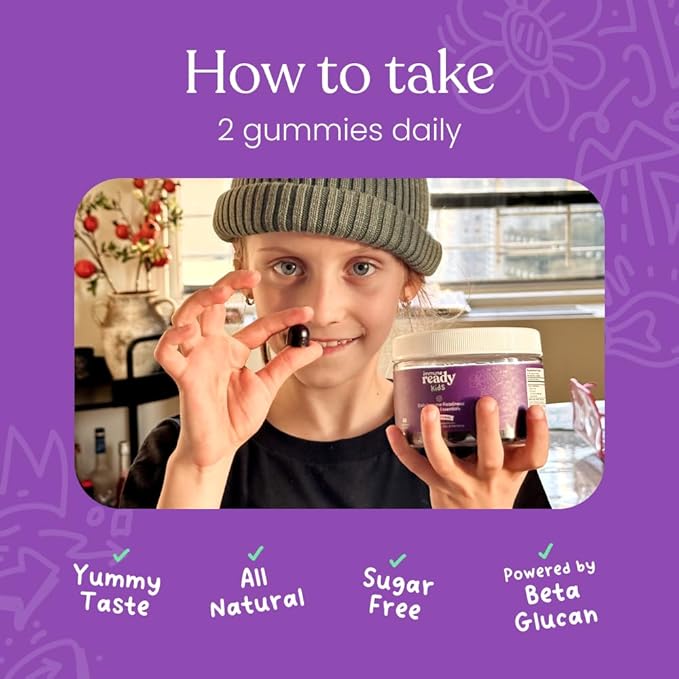 Immune Ready™ Kids Multivitamin Gummies – Mixed Berry Flavor – Sugar-Free Daily Kids Immune Support with Beta Glucan Elderberry Vitamin C D3 &amp Zinc – Vegan Non-GMO – 60 Gummies