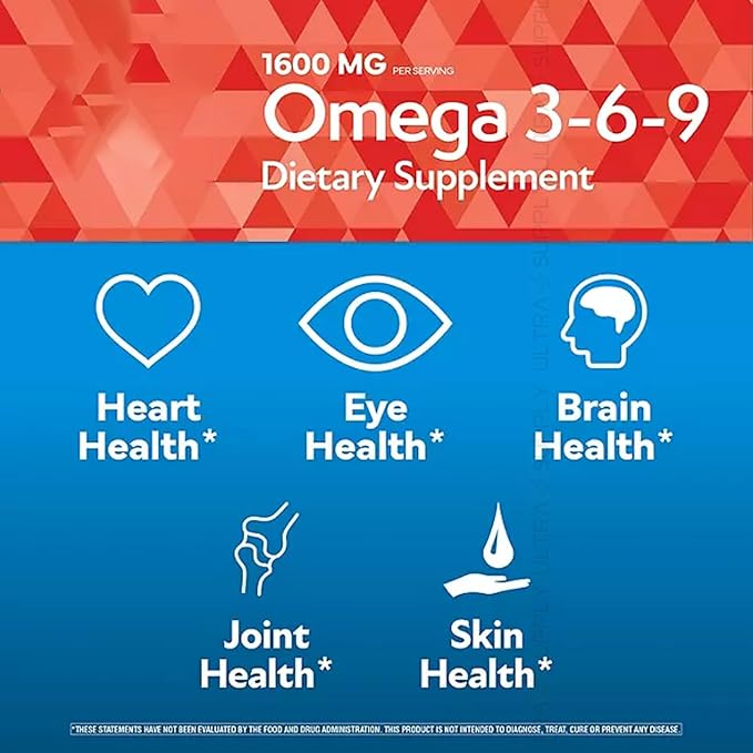 Members Mark Omega 3-6-9 Softgels 1600 mg (300 Count.) – Heart Brain Joint Skin &amp Eye Health Essential Fatty Acids Blend