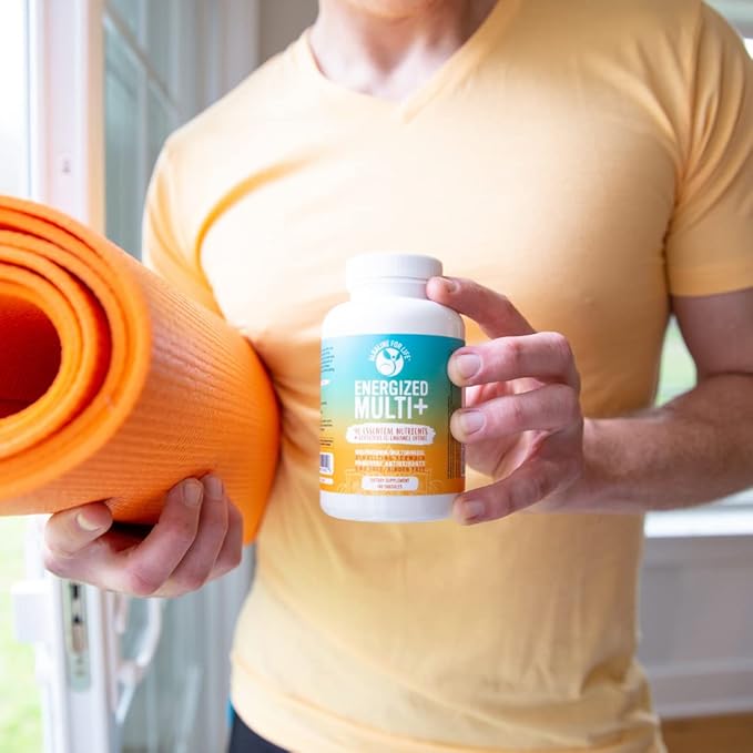 Energized Multi - Potent Multivitamin with 40 Fully Bioavailable Nutrients B Complex Vitamins Vitamin D Vitamin C Vitamin K Zinc Quercetin Calcium Magnesium in Alkalizing Forms - 60 tabs