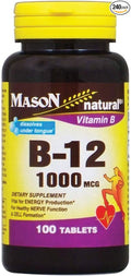 Mason Natural Vitamin B-12 1000mcg 100 Tablets Per Bottle (Pack of 4)