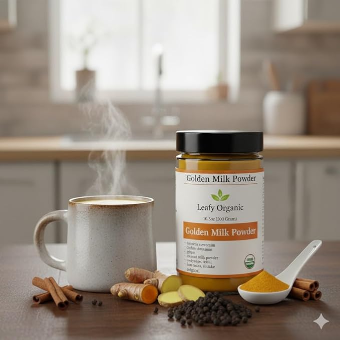 Golden Milk Supplement Powder -Turmeric Curcumin Ceylon CinnamonGingerCoconut Milk Powder with Mushroom Powder Blend &amp Black Pepper - 10.5 Oz (75-Day Supply)