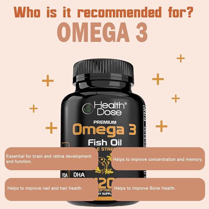 Health Dose Premium Omega 3 Fish Oil Triple Strength x 120 Softgels - Pack of 3