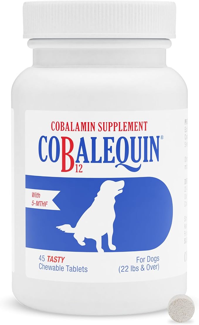 Nutramax Laboratories Cobalequin B12 Supplement for Medium to Large Dogs 45 Chewable Tablets Hydrolyzed Chicken 2.08 ounces
