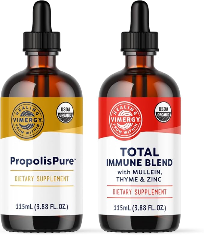 Vimergy Day-Night Immunity Kit* – 2-Part Liquid Supplement Kit with PropolisPure® &amp Total Immune Blend* – Fast-Absorbing 2 x 115ml – 2 x 57 Servings – Support Immune and Respiratory Defense Syste