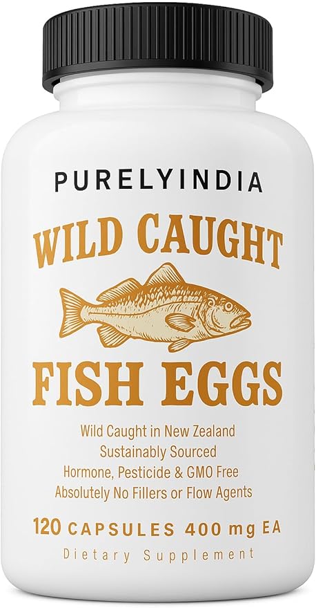 Wild-Caught Fish Eggs | Omega-3 DHA EPA &amp ETA Supplement – Freeze-Dried MSC-Certified Non-GMO | Supports Heart Brain &amp Immune Health | 2400mg 120 Capsules