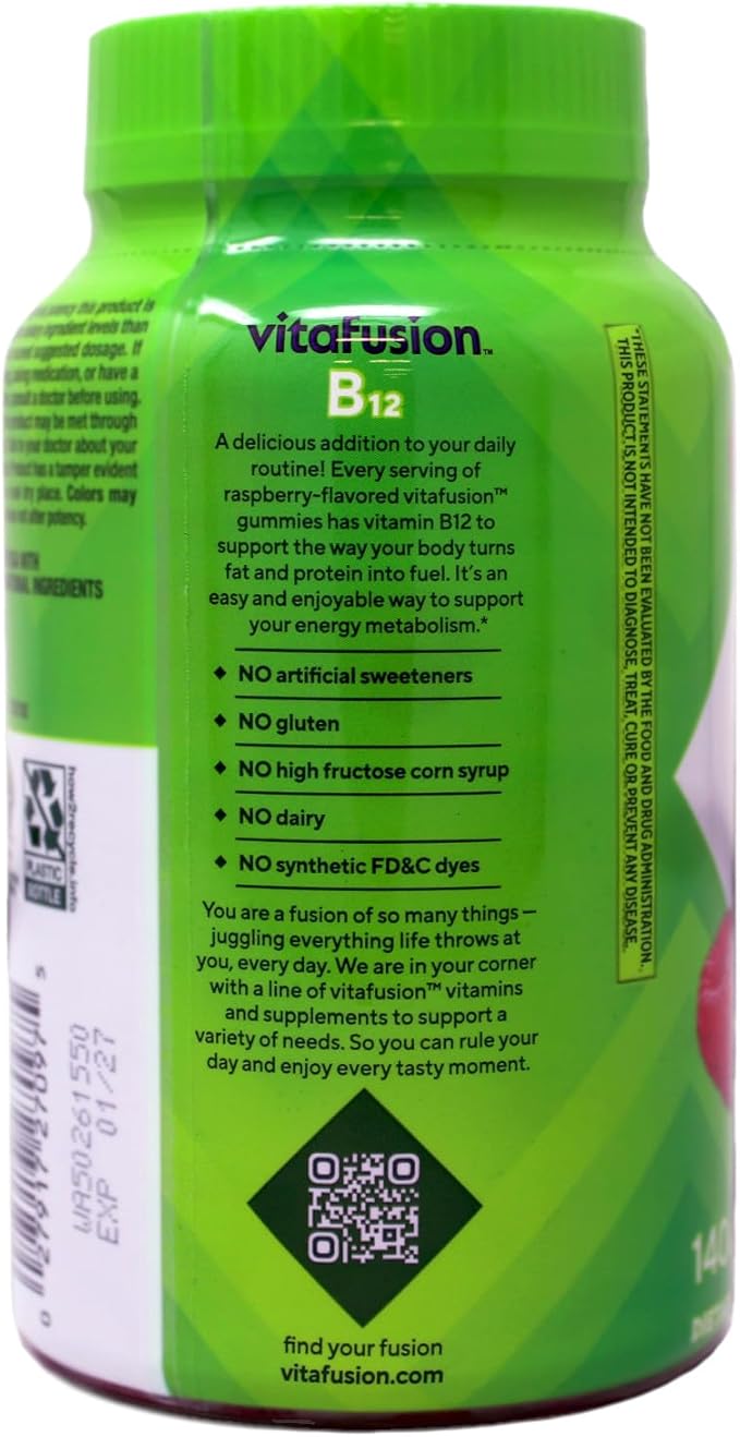 Vitamin B-12 Gummy Supplement High Potency Energy Support 1000 mcg 140ct (1 Pack)