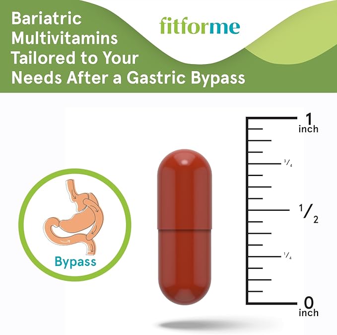 FitForMe Bariatric Multivitamins with Iron After Gastric Bypass - One a Day WLS Forte Capsule - 90 Days Supply of Vitamins &amp Minerals Scientifically Proven