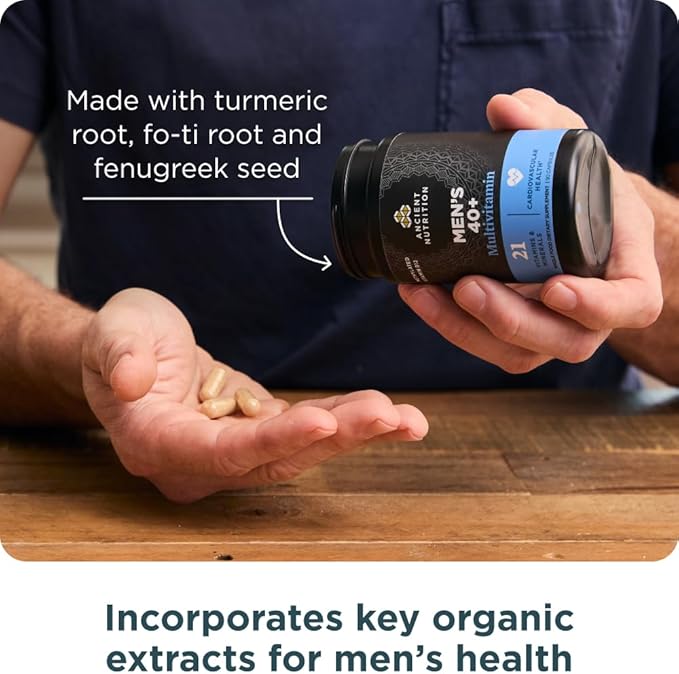 Ancient Nutrition Multivitamin for Men Multi Men's 40+ Once Daily Vitamin Supplement Magnesium Methylated Vitamin A B and K2 Supports Immune System 90 Ct