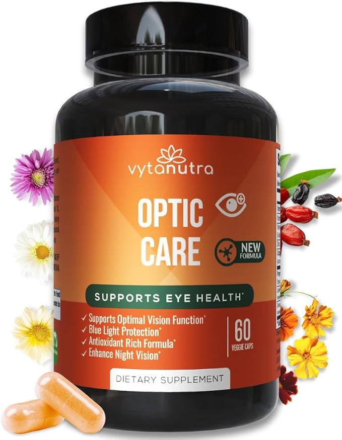Optic Care Eye Vitamins – Lutein Zeaxanthin Vitamins A C E Zinc Copper Chrysanthemum &amp Goji – Antioxidant Micronutrient Formula for Vision Support – 3 PK
