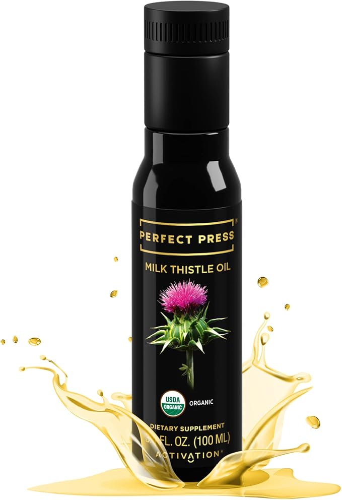 ACTIVATION Products - Perfect Press Milk Thistle Oil Milk Thistle Extract for Natural Detox and Blood Circulation Pure Milk Thistle Liquid for Heart Health Milk Thistle Supplement Non GMO 100 ml